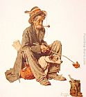Norman Rockwell Canvas Paintings - Hobo and Dog